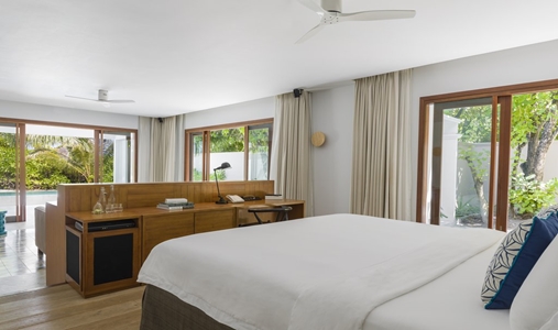 Amilla Maldives - Beach Pool Villa Bedroom - Book on ClassicTravel.com