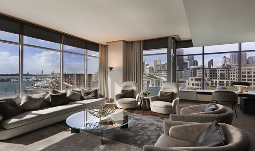 Sofitel Auckland Viaduct Harbour - Opera Suite Living - Book on ClassicTravel.com