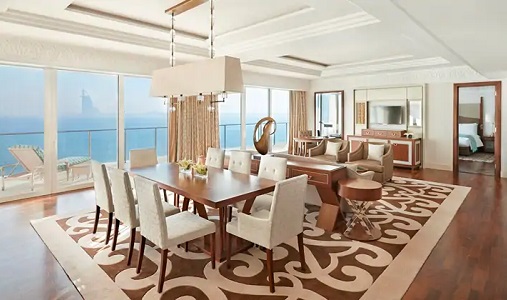 Waldorf Astoria Dubai Palm Suite Living Are