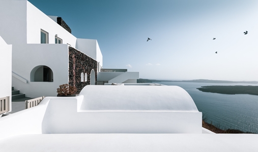 Grace Santorini, Auberge Resorts Collection - Exterior Terrace - Book on ClassicTravel.com