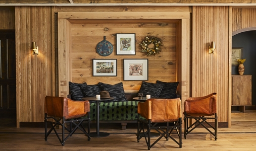 Madeline Hotel and Residences - Dine Timber Room Nook - Book on ClassicTravel.com